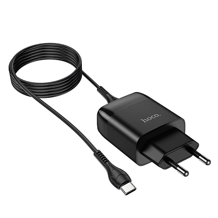 Сетевое зарядное устройство, 1 USB 3.0A (C72Q), HOCO, Type-C, черный