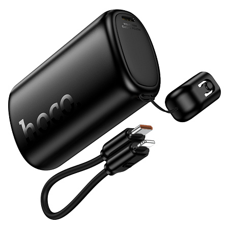 Универсальный Доп. Аккумулятор 10000mAh, Q50, HOCO, выход 1 PD (20W), кабель: Type-C, Lightning, черный