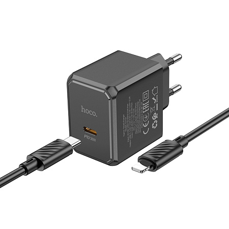 Сетевое зарядное устройство, 1 PD 30W (CS15A), HOCO, Type-C to Lightning, черный