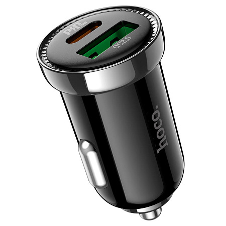 Автомобильное зарядное устройство, 1 USB QC3.0+1 PD 20W (Z44), HOCO, черный