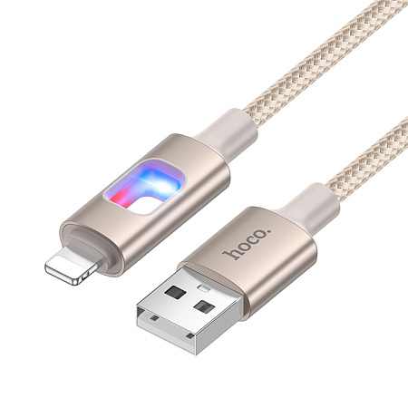USB дата кабель Lightning, HOCO, U144, 1.2 метра, цвет золотистый