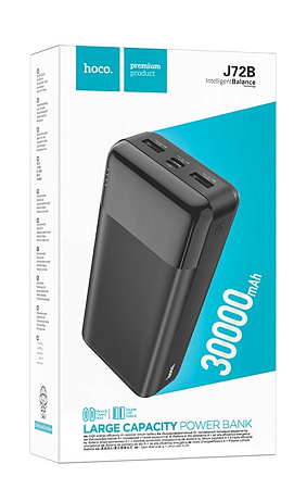 Универсальный Доп. Аккумулятор 30000mAh, J72B, HOCO, выход: 2 USB (5V/2.1A), черный