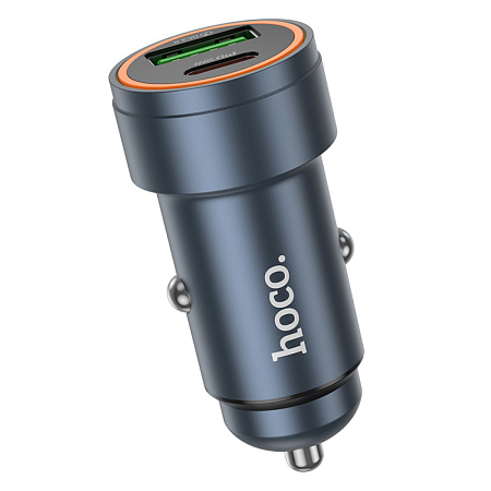 Автомобильное зарядное устройство, 1 USB QC3.0 18W, 1 PD 30W (Z57A), HOCO, серый