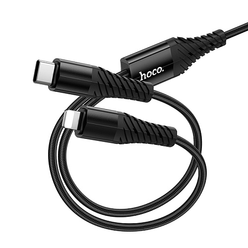Кабель с 1 Type-C на 1 Type-C и 1 Lightning, X123, HOCO, 5V 3A, черный