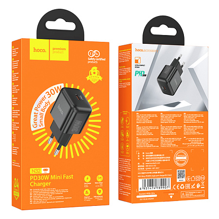 Сетевое зарядное устройство, 1 PD 30W (N32), HOCO, черный