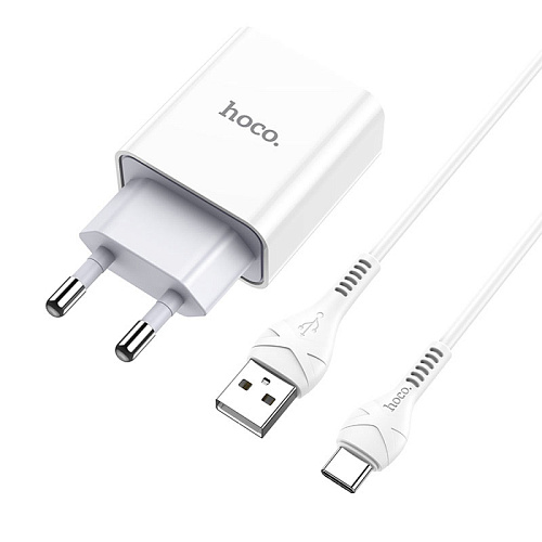 Сетевое зарядное устройство, 1 USB 2.1A (C81A), HOCO, Type-C, белый