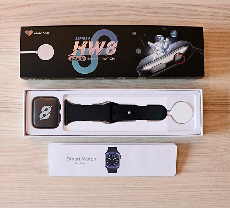 Часы Smart Watch HW8 MAX, 1.99 дюйма, 420*480 TFT, черные, голосовые вызовы, измерение давления, беспроводная зарядка