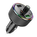 Bluetooth FM модулятор, E82, HOCO, 1 PD (30W), 1 USB (QC), черный