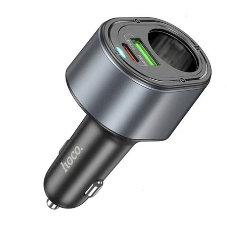 Разветвитель прикуривателя на 1 USB QC3.0 30W + 1 PD 35W + 1 прикуриватель Z56, черный