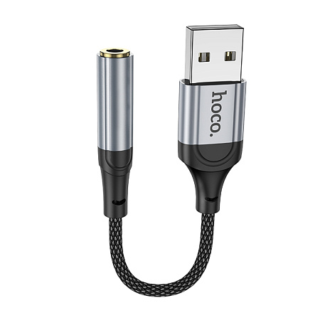 Переходник с USB на Jack 3.5мм, LS36, HOCO,  длина: 12 см; вес: 8 г, черный