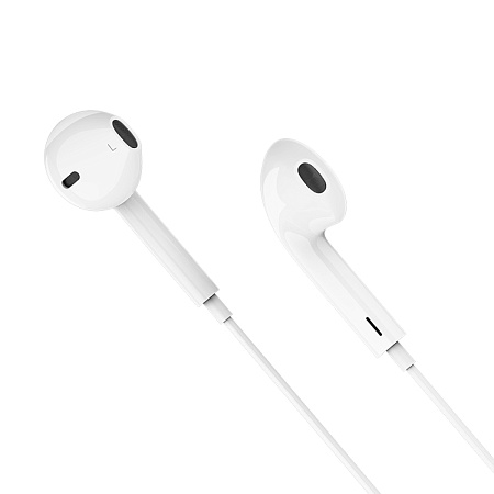 Проводные наушники M101, Crystal joy wire-controlled earphones with microphone, HOCO, белые