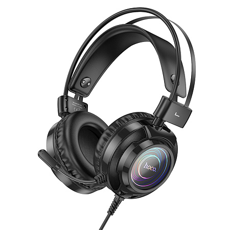 Проводные наушники W110, HOCO, игровые с микрофоном, черный