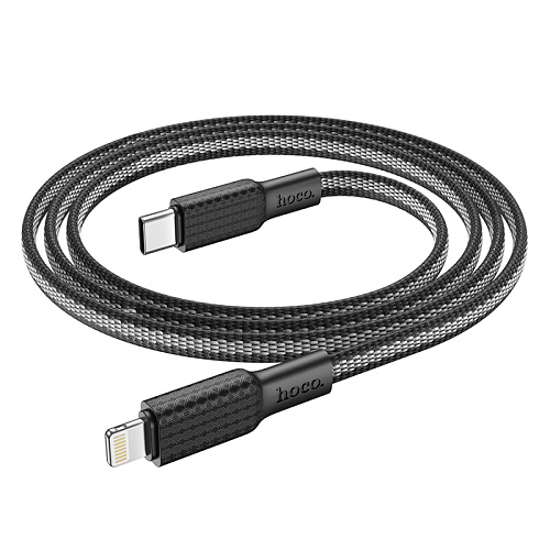 Кабель Lightning to Type-C (PD), HOCO, X69, 1м, черный с белым
