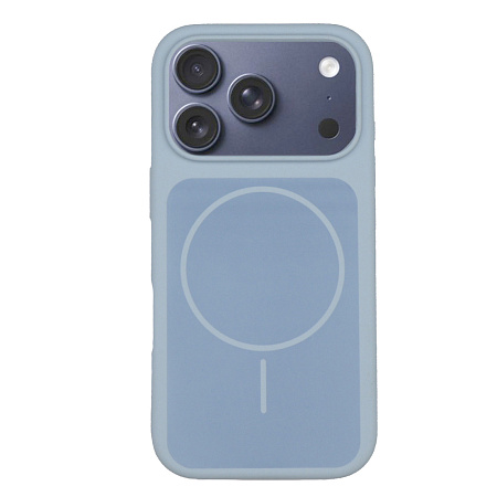 Чехол-накладка для iPhone 17 Pro, Silicon Case, магнитный (MagSafe), с дизайном, без лого, X-CASE, светло-голубой