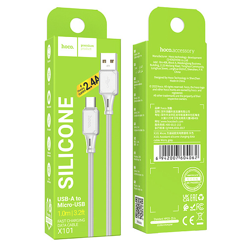 USB Кабель Micro, HOCO, X101, серый
