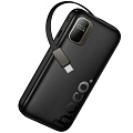 Универсальный Доп. Аккумулятор 10000mAh, Q51, HOCO, выход 1 PD (20W), кабель-рулетка Type-C, черный