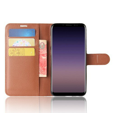 Чехол-книжка для Samsung A530х, Galaxy A8 (2018), боковой, коричневый