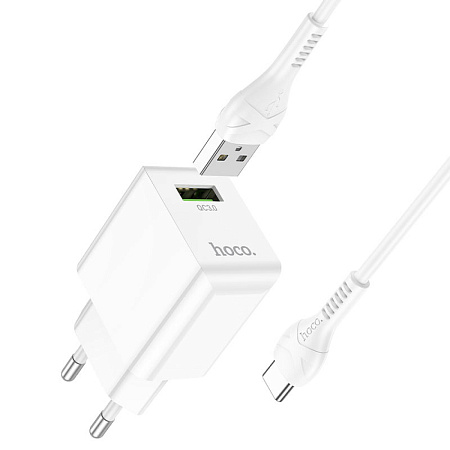 Сетевое зарядное устройство, 1 USB 3.0A (C98A), HOCO, Type-C, белый