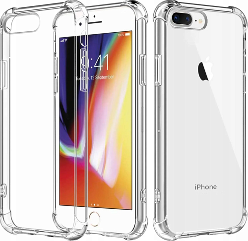 Чехол силиконовый для iPhone 7/8/SE 2020, усиленные края, микс, X-CASE, прозрачный