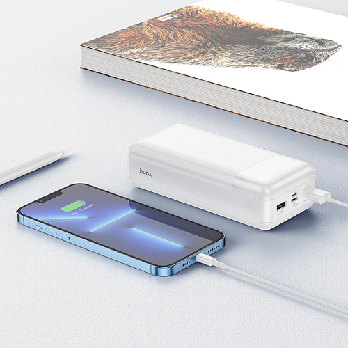Универсальный Доп. Аккумулятор 30000mAh, J72B, HOCO, 2 USB (5V/2.1A), белый