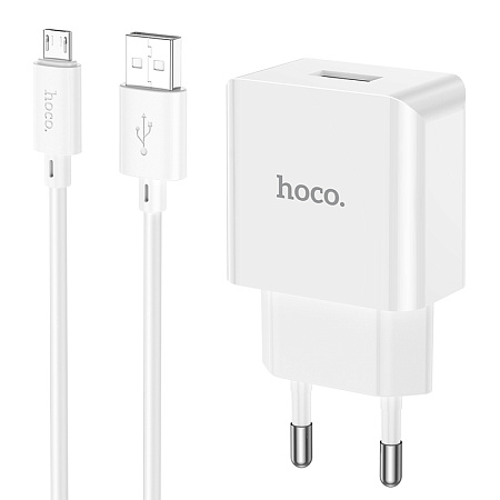 Сетевое зарядное устройство, 1 USB 2.1A (C106A), HOCO, Micro, белый
