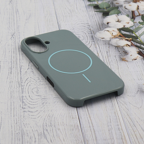Чехол-накладка для iPhone 16, глянцевый, магнитный (MagSafe), без лого, X-CASE, бирюзовый