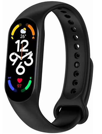 Ремешок на руку для Mi band 5/6/7, силиконовый, черный