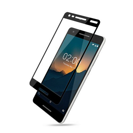Защитное стекло на Nokia 2.1/Nokia 2 (2018), 3D, черный, X-CASE