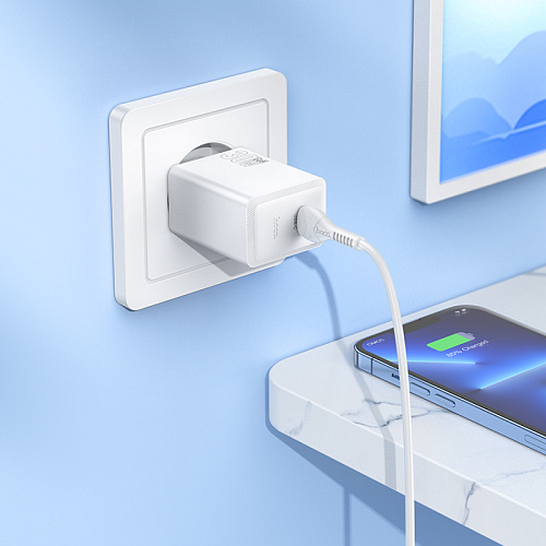 Сетевое зарядное устройство, 1 PD 30W  (N70), HOCO, Type-C to Lightning, белый