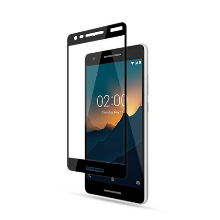 Защитное стекло на Nokia 2.1/Nokia 2 (2018), 3D, черный, X-CASE