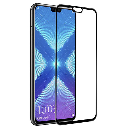 Защитное стекло на Honor 8X/Huawei Y9/Y9 Pro (2019), 9D, черный, X-CASE