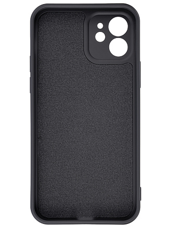 Чехол силиконовый для iPhone 12 (6.1), с микрофиброй внутри, с защитой камеры, X-CASE, черный