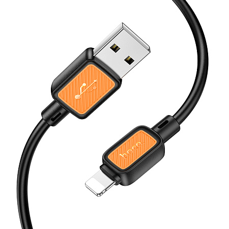 USB дата кабель Lightning, HOCO, X108, 1м, силиконовый, черный