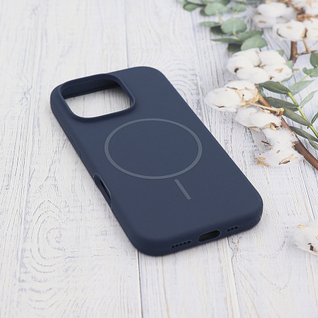 Чехол-накладка для iPhone 16 Pro, Silicon Case, магнитный (MagSafe), без лого, X-CASE, синий