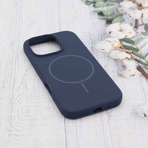 Чехол-накладка для iPhone 16 Pro, Silicon Case, магнитный (MagSafe), без лого, X-CASE, синий