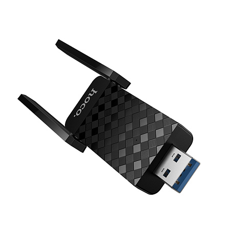 Адаптер WiFi6 USB, HI34, HOCO, 2 антенны, вес: 40g, цвет черный