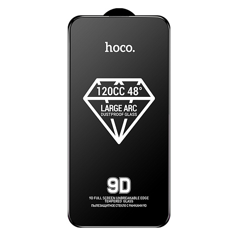 Защитное стекло для iPhone 16 Pro/17, A34, HOCO, 9D large arc dustproof glass, черное
