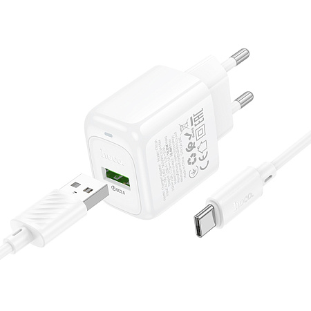 Сетевое зарядное устройство, 1 USB 3.0 QC (CS52A), HOCO, Type-C, белый