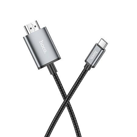 HDMI кабель на Type-C, UA27, HOCO, 2м, металлический серый