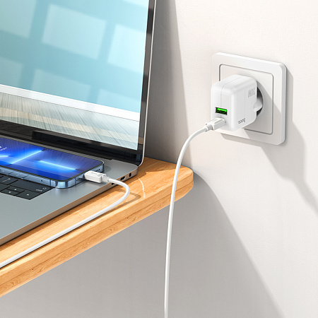 Сетевое зарядное устройство, 1 PD 35W + 1 USB 3.0 QC (C111A), HOCO, белый
