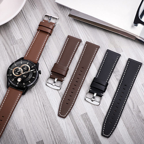 Ремешок на руку универсальный для умных часов 20мм, HOCO, WH10, кожаный, кофейный