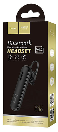 BT гарнитура Hoco, E36 (универсальная для всех телефонов), черный