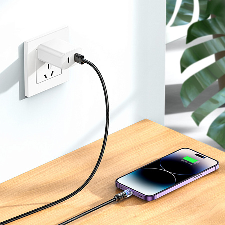 USB дата кабель Lightning, HOCO, U122, 1.2м, черный