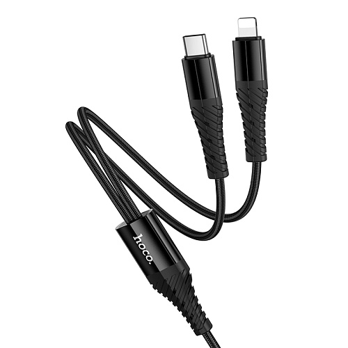 Кабель с 1 Type-C на 1 Type-C и 1 Lightning, X123, HOCO, 5V 3A, черный