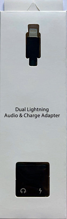 Переходник Lightning to наушники Lightning+зарядка, со шнуром, без bluetooth, музыка+зарядка, черный