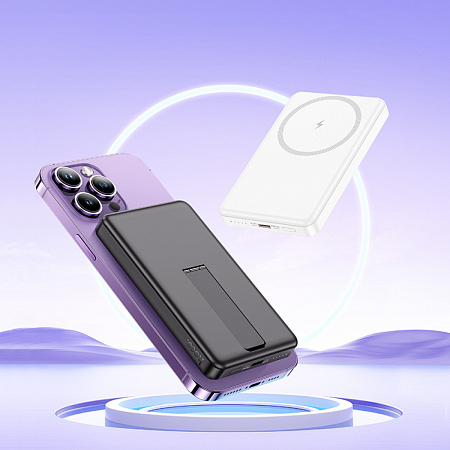 Универсальный Доп. Аккумулятор 5000mAh, J125, HOCO, выход: 1 PD 20W, беспроводная зарядка (MagSafe), черный