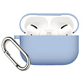 Чехол силиконовый для Airpods Pro/Pro 2, X-CASE, светло-голубой с карабином