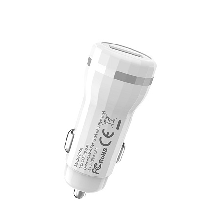 Автомобильное зарядное устройство, 1 USB QC3.0, (Z27A), HOCO, белый