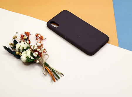 Чехол-накладка для iPhone X/XS, Silicon Case, без лого, какао