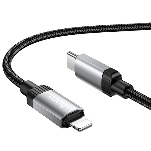 Кабель Lightning to Type-C (PD), HOCO, X117, 1 метр, цвет черный